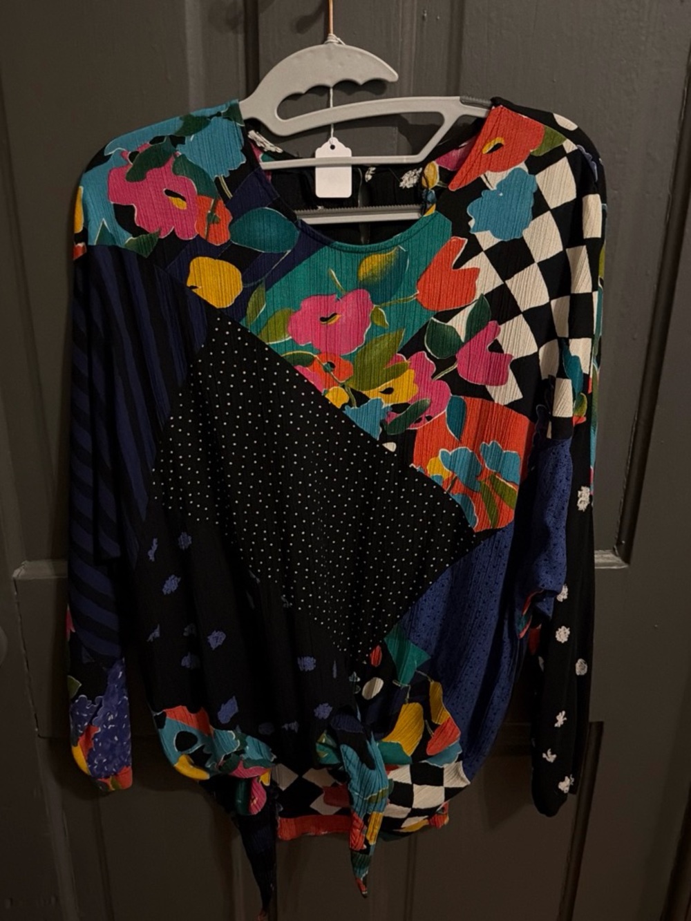 Colorblock Floral Long-Sleeve Top - Multicolor